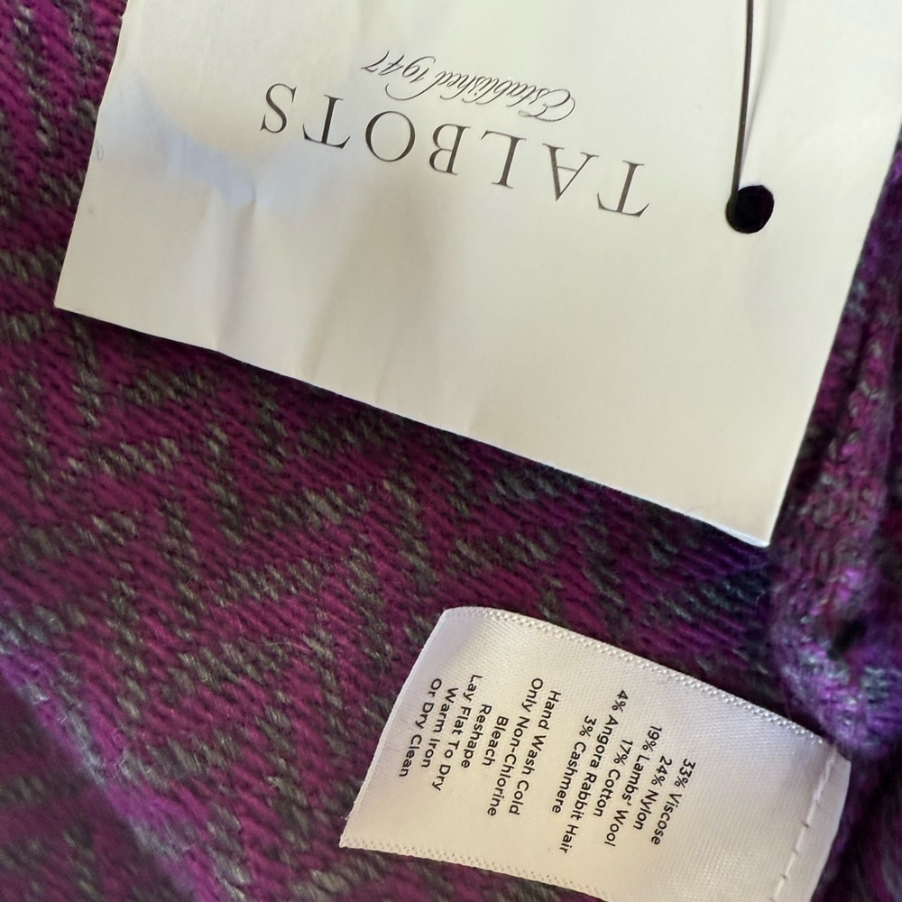 Talbots Women Cardigan Sweater Button Purple Wool Angora Cashmere 1X NEW 1711 - Picture 4 of 5